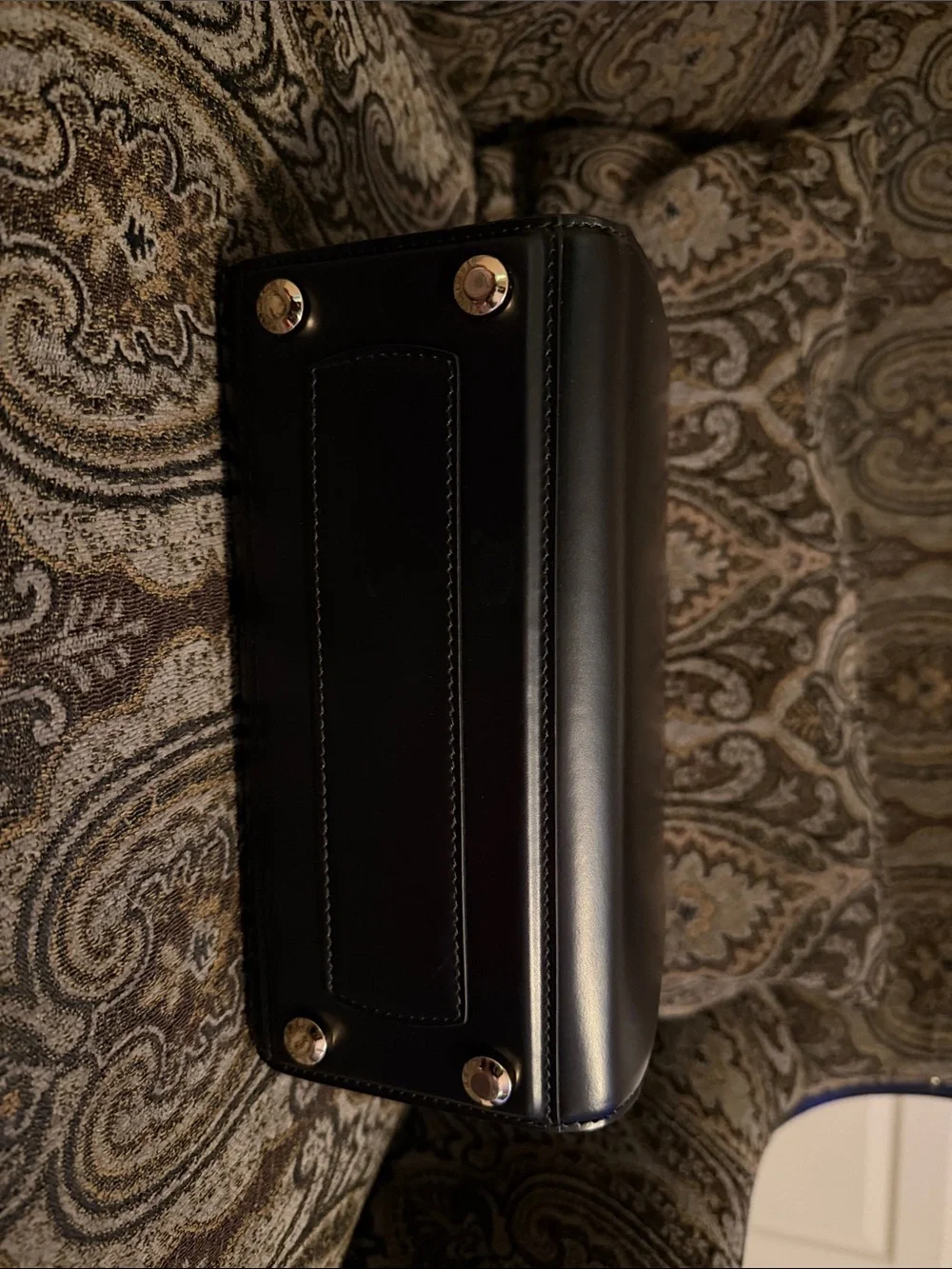 Salvatore Ferragamo Black Leather Top Handle Satchel with Gold Hardware